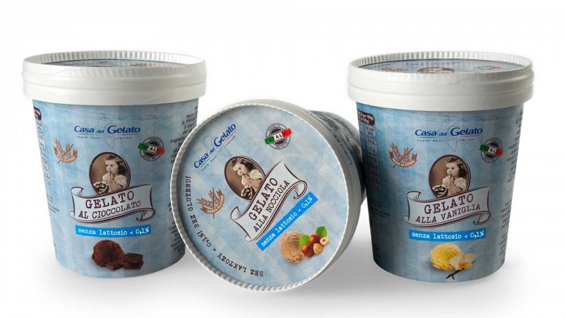 Lactose-free ice cream in paper jar 500 ml / 250 g
